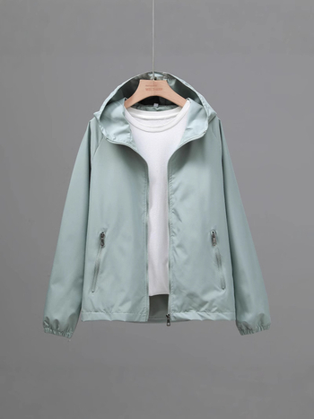 Dámska kapucňa bunda s UV ochranou, korejský štýl, ľahký polyester Chenille, UPF30+, zips