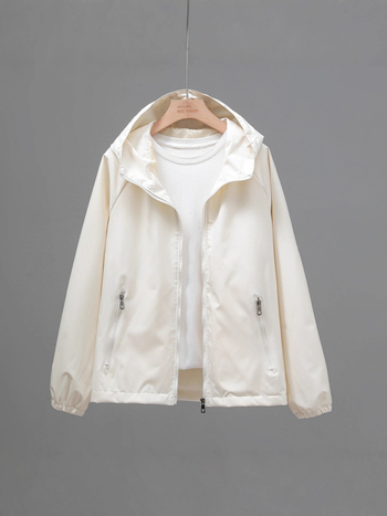 Dámska kapucňa bunda s UV ochranou, korejský štýl, ľahký polyester Chenille, UPF30+, zips