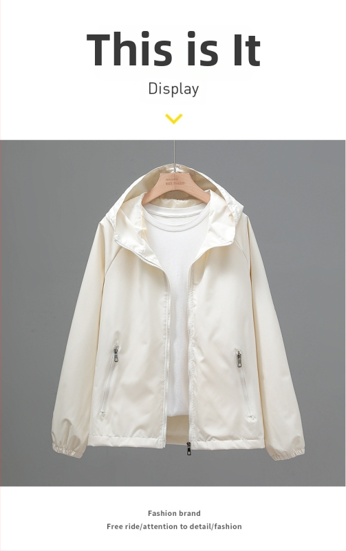 Dámska kapucňa bunda s UV ochranou, korejský štýl, ľahký polyester Chenille, UPF30+, zips