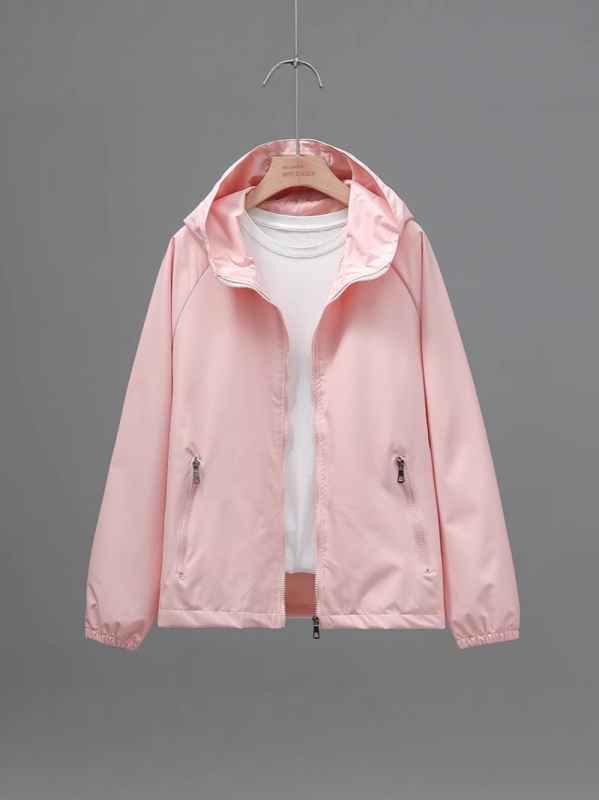 Dámska kapucňa bunda s UV ochranou, korejský štýl, ľahký polyester Chenille, UPF30+, zips