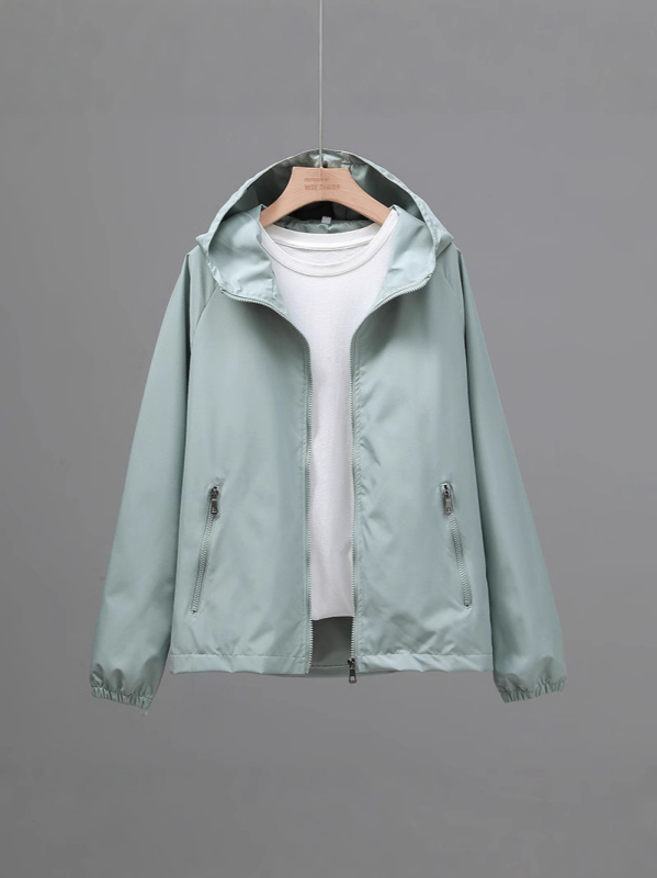 Dámska kapucňa bunda s UV ochranou, korejský štýl, ľahký polyester Chenille, UPF30+, zips