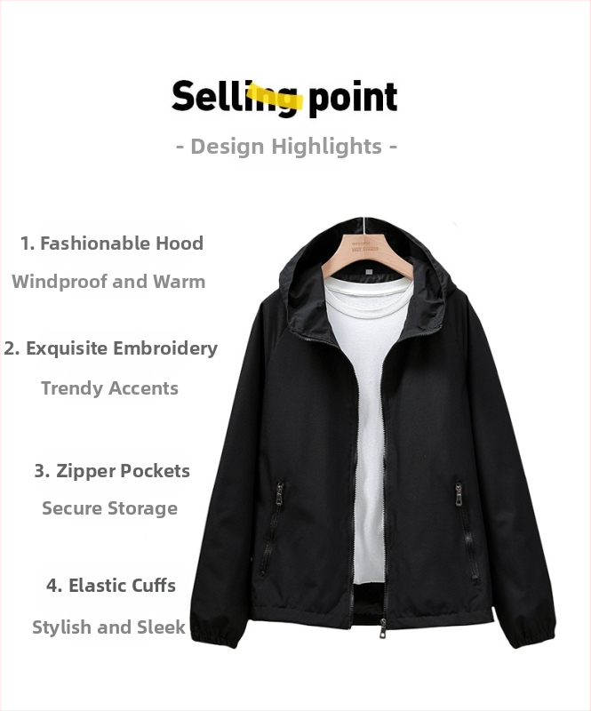 Dámska kapucňa bunda s UV ochranou, korejský štýl, ľahký polyester Chenille, UPF30+, zips