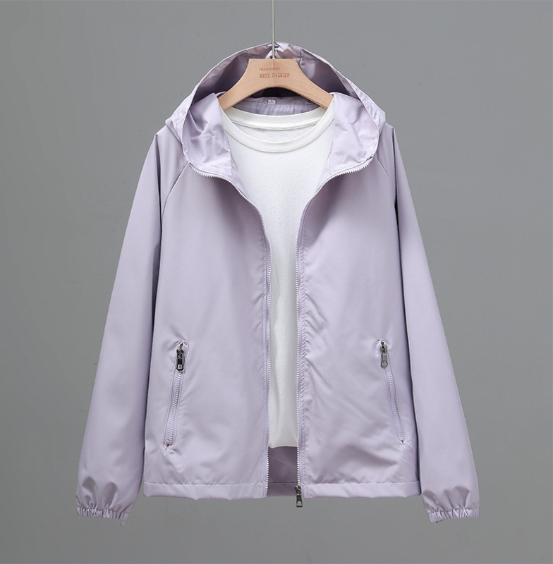 Dámska kapucňa bunda s UV ochranou, korejský štýl, ľahký polyester Chenille, UPF30+, zips