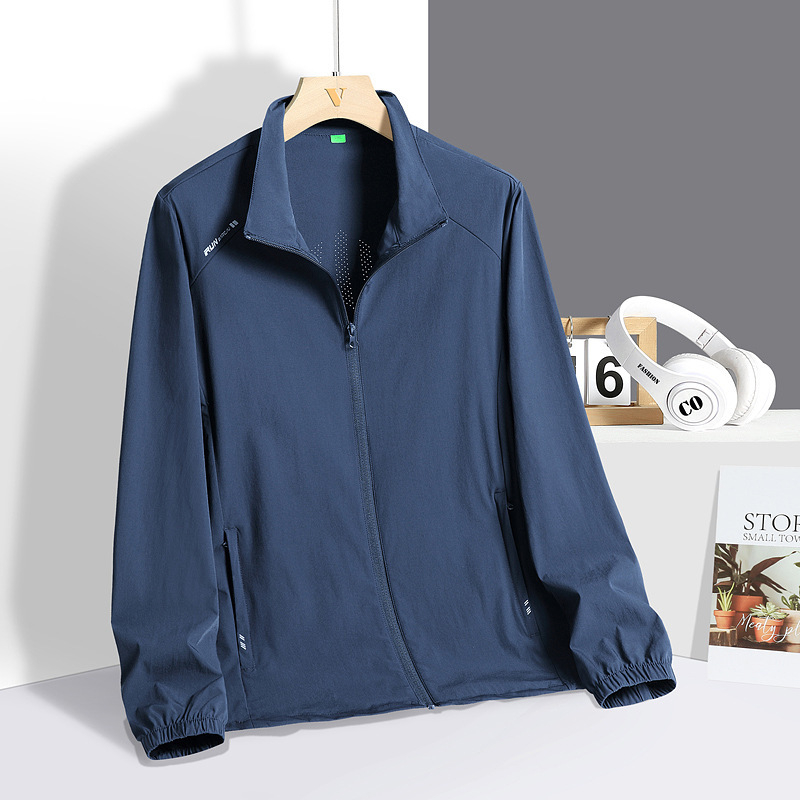Unisex najlon UPF50+, prozračan, brzo sušenje, vanjski windbreaker sa stand-up ovratnikom, bez kapulje