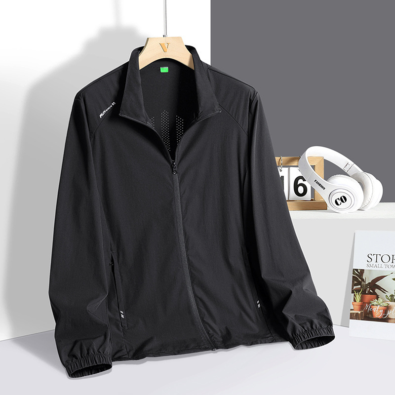 Unisex najlon UPF50+, prozračan, brzo sušenje, vanjski windbreaker sa stand-up ovratnikom, bez kapulje