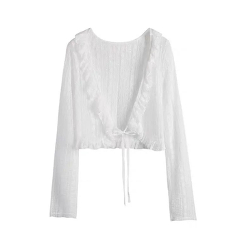 Krajnji bolero kardigan sa šalom, najlon-elastinska smjesa, kratki kroj, dugi rukavi, UPF30+