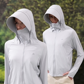 Jachetă cu glugă din mătase de gheață pentru protecția solară — ultra-ușoară, uscare rapidă, respirabilă, UPF50+