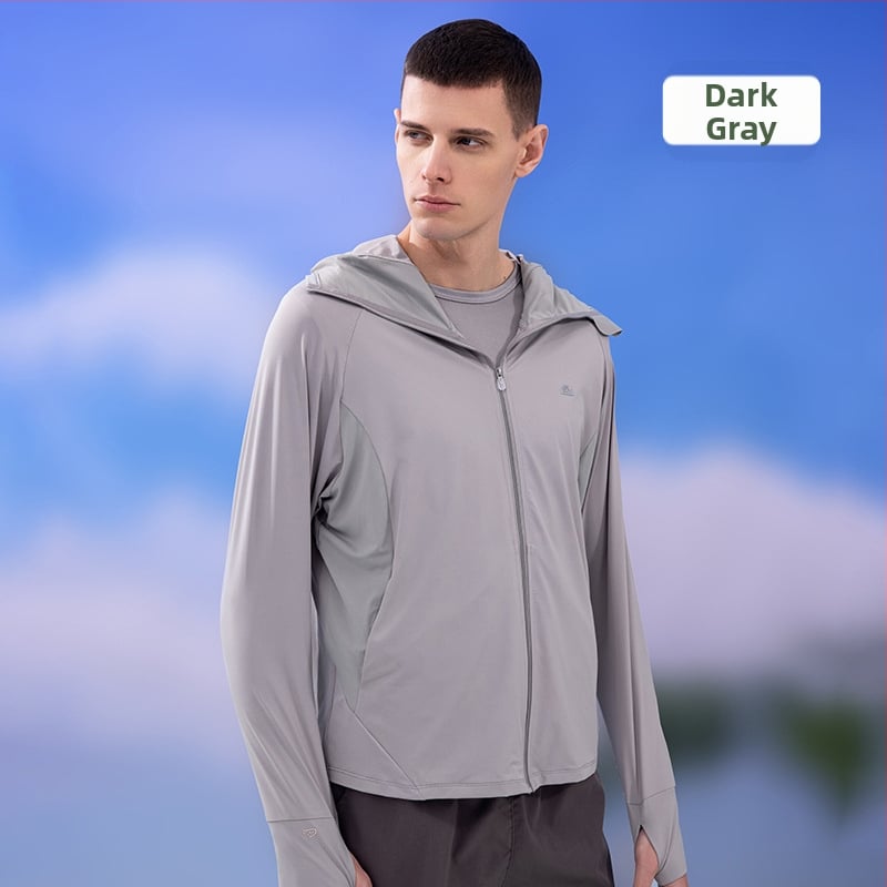 Jachetă cu glugă din mătase de gheață pentru protecția solară — ultra-ușoară, uscare rapidă, respirabilă, UPF50+