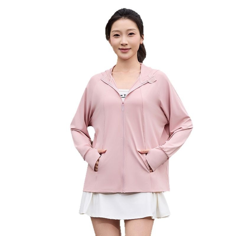 Tricou cu glugă din nylon pentru protecție solară, respirabil, UV, croială lejeră, vara 2024