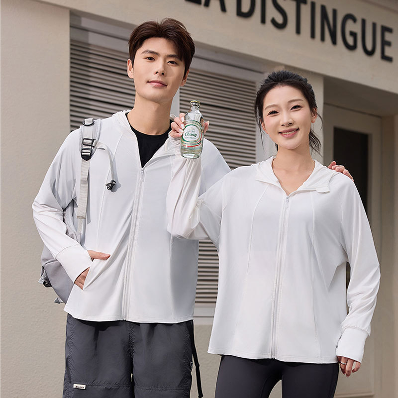 Tricou cu glugă din nylon pentru protecție solară, respirabil, UV, croială lejeră, vara 2024