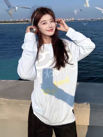 Γυναικεία μπλούζα με μακρύ μανίκι για προστασία από τον ήλιο — στενή γραμμή, Snowflake βαμβάκι με νάιλον, UPF 30+