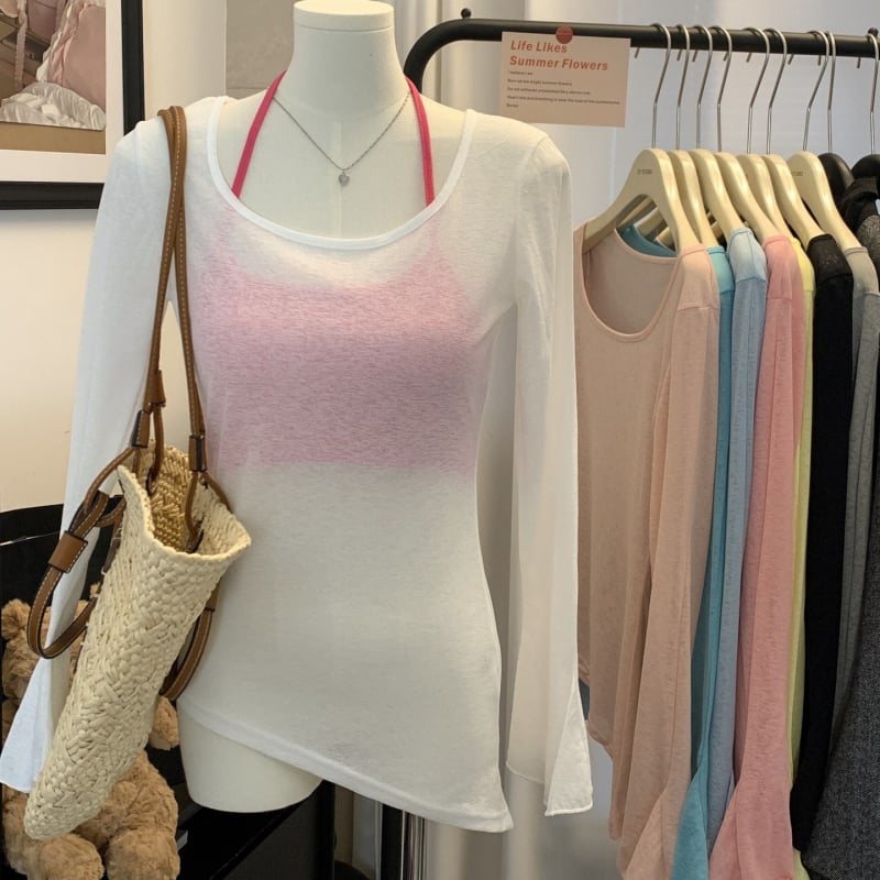 Bluza za zaštitu od sunca s asimetričnim krojem, lagani ljetni top s dugim zvonastim rukavima, jednobojna