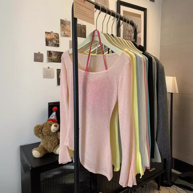 Bluza za zaštitu od sunca s asimetričnim krojem, lagani ljetni top s dugim zvonastim rukavima, jednobojna