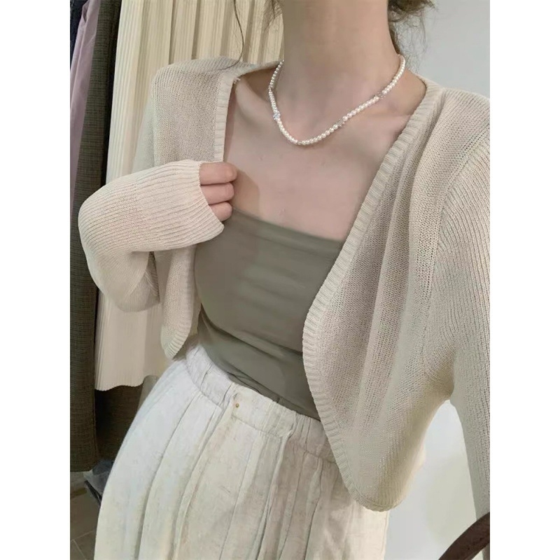 Top od Ice Silk, uski kroj, dugi rukavi, jednobojni uzorak, stil Locomotive wind, 95% Ice Silk tkanina