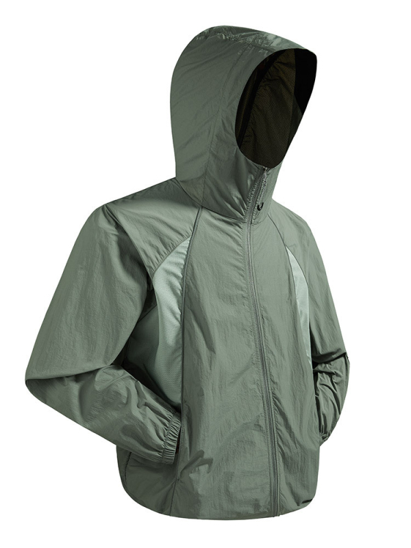 Unisex outdoor windbreaker s UV zaštitom 50+, prozračan, brzo se suši, kapuljača, 100% poliester