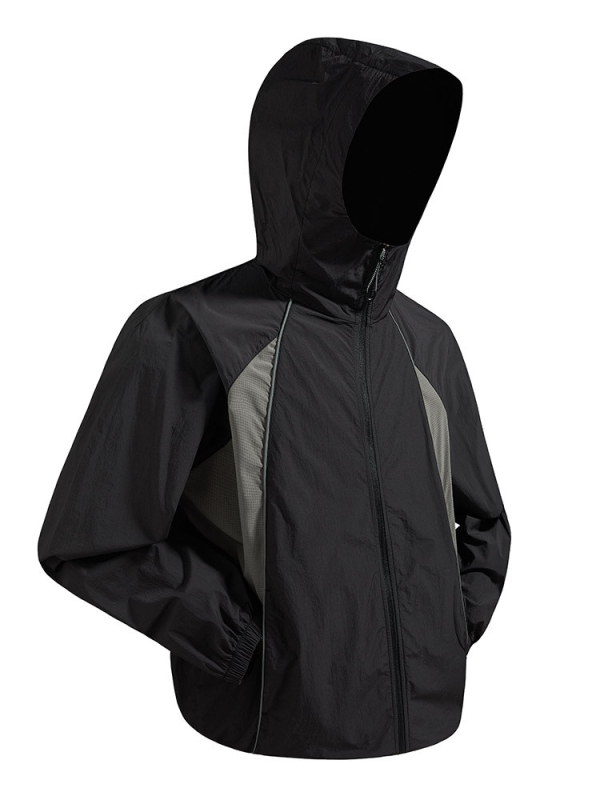 Unisex outdoor windbreaker s UV zaštitom 50+, prozračan, brzo se suši, kapuljača, 100% poliester