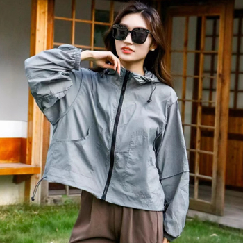 Lingxiaoyi ljetna jakna za zaštitu od sunca za outdoor sport i putovanja, pamuk-nylon materijal, UPF50+, dugi rukavi, zatvarač, udoban kroj