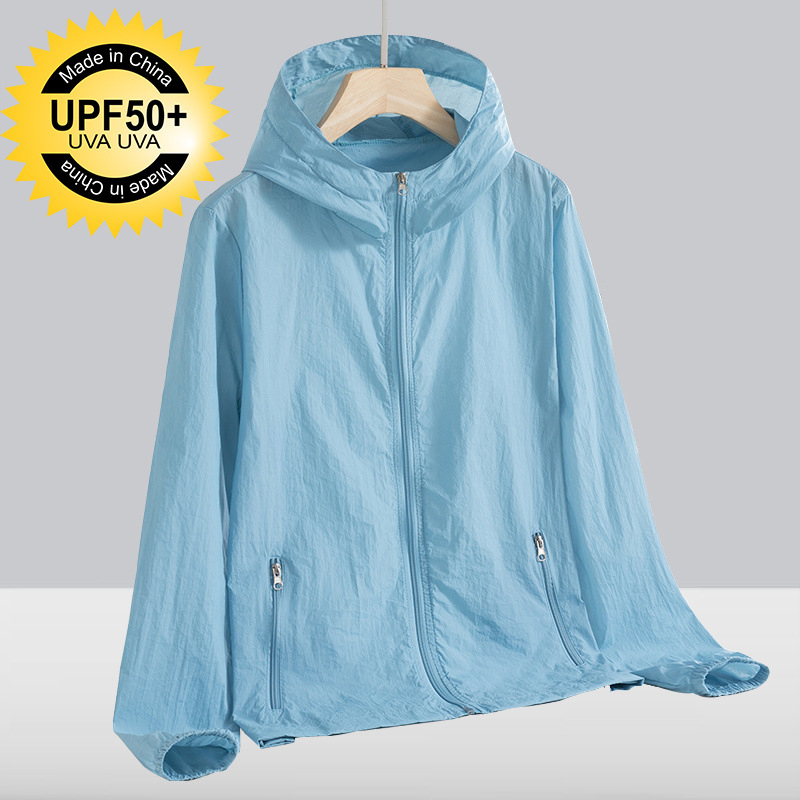 Ice Silk UV zaštitna vanjska windbreaker s kapuljačom, prozračna, lagana za ljeto, za ribolov i vožnju bicikla