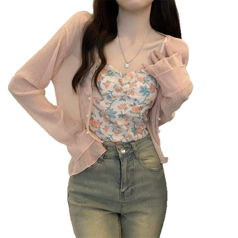 Ženski tanki cardigan od ice-silk, ljetni šal za vanjsku odjeću, za niske figure, elegantan izgled i zaštita od sunca