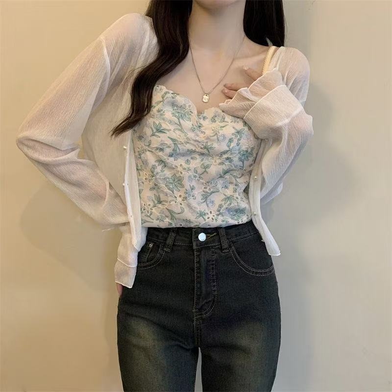 Ženski tanki cardigan od ice-silk, ljetni šal za vanjsku odjeću, za niske figure, elegantan izgled i zaštita od sunca