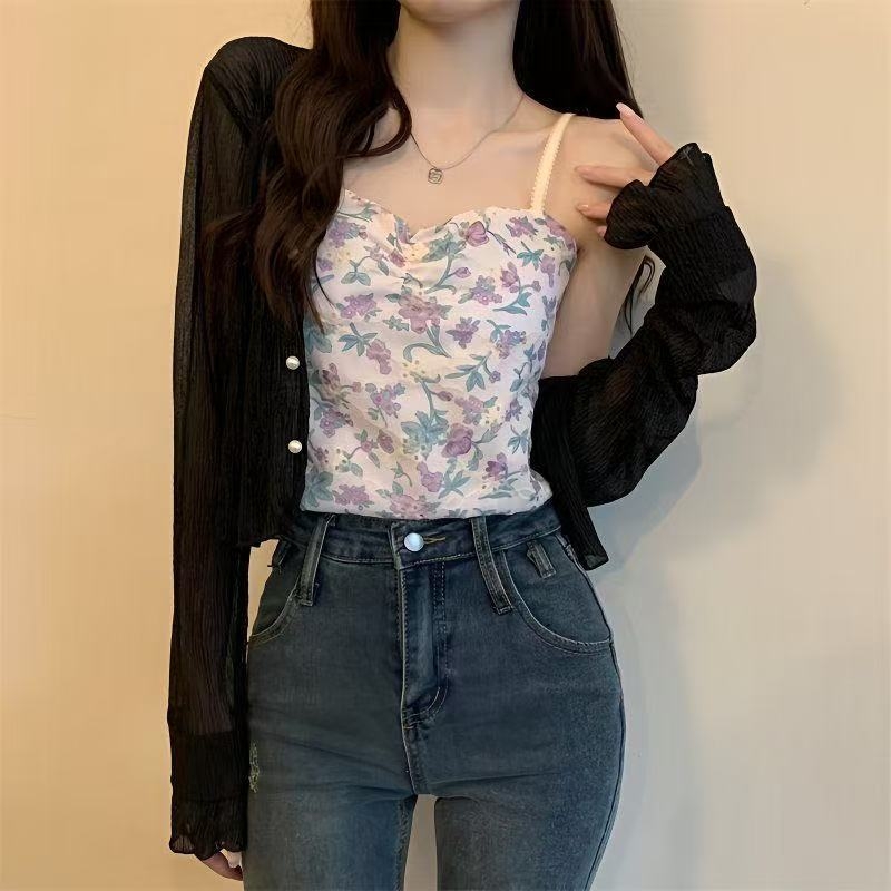 Ženski tanki cardigan od ice-silk, ljetni šal za vanjsku odjeću, za niske figure, elegantan izgled i zaštita od sunca