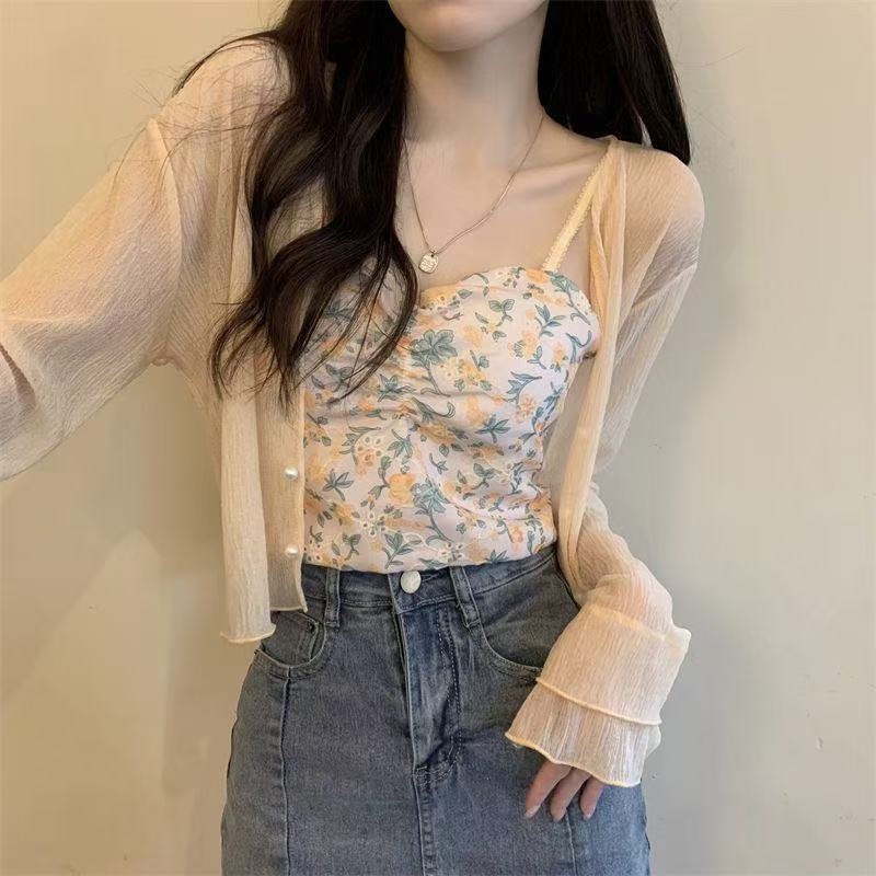 Ženski tanki cardigan od ice-silk, ljetni šal za vanjsku odjeću, za niske figure, elegantan izgled i zaštita od sunca