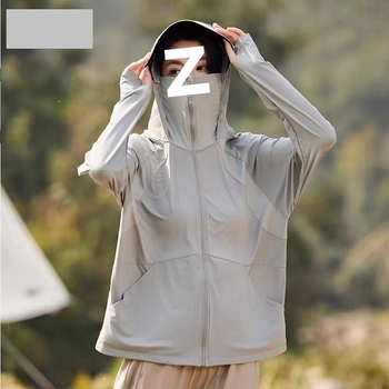 Jachetă cu protecție solară, cu glugă, respirabilă și ușoară, UPF50+ Ice Silk țesătură