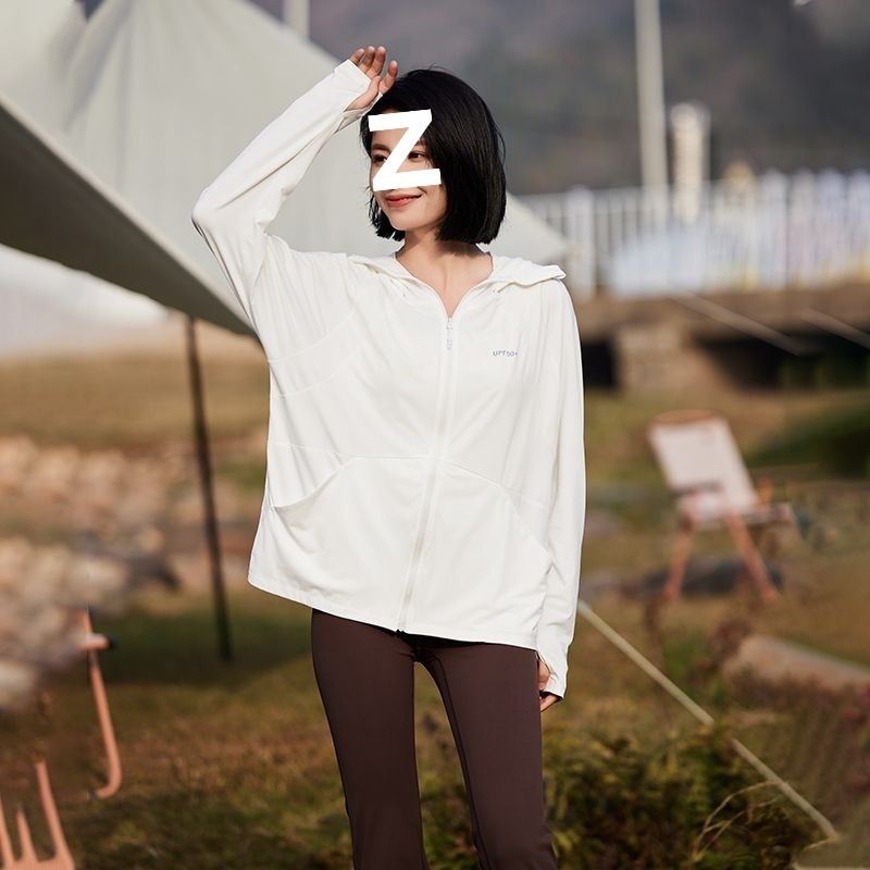 Jachetă cu protecție solară, cu glugă, respirabilă și ușoară, UPF50+ Ice Silk țesătură