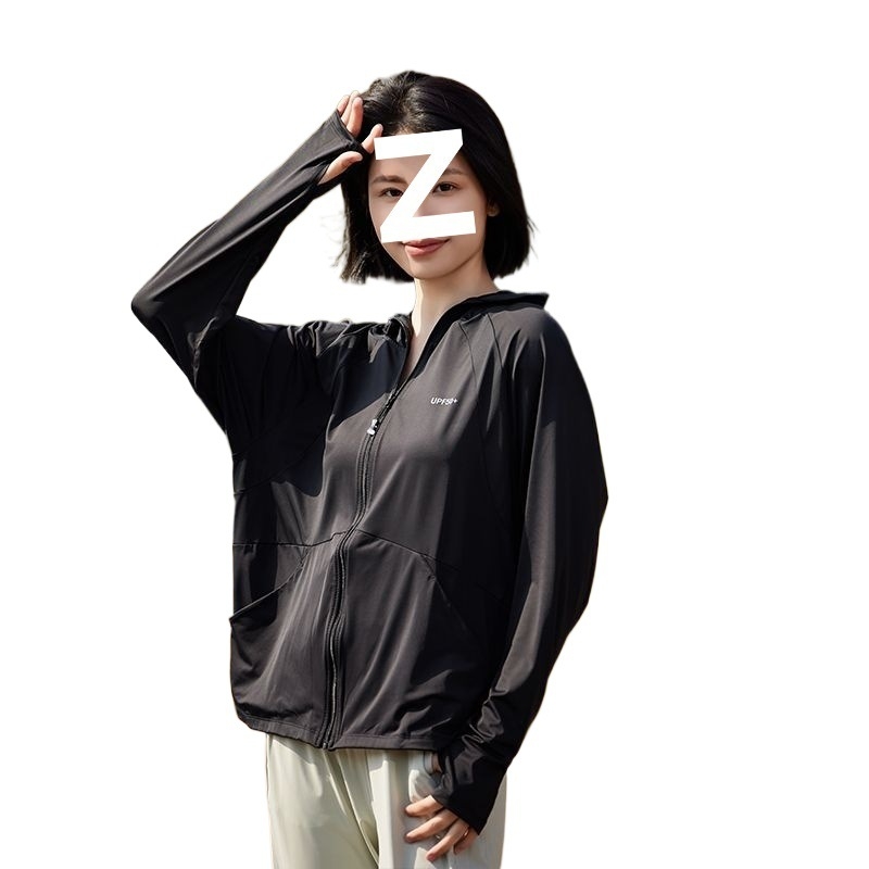 Jachetă cu protecție solară, cu glugă, respirabilă și ușoară, UPF50+ Ice Silk țesătură