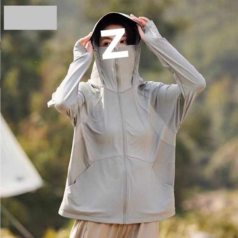 Jachetă cu protecție solară, cu glugă, respirabilă și ușoară, UPF50+ Ice Silk țesătură
