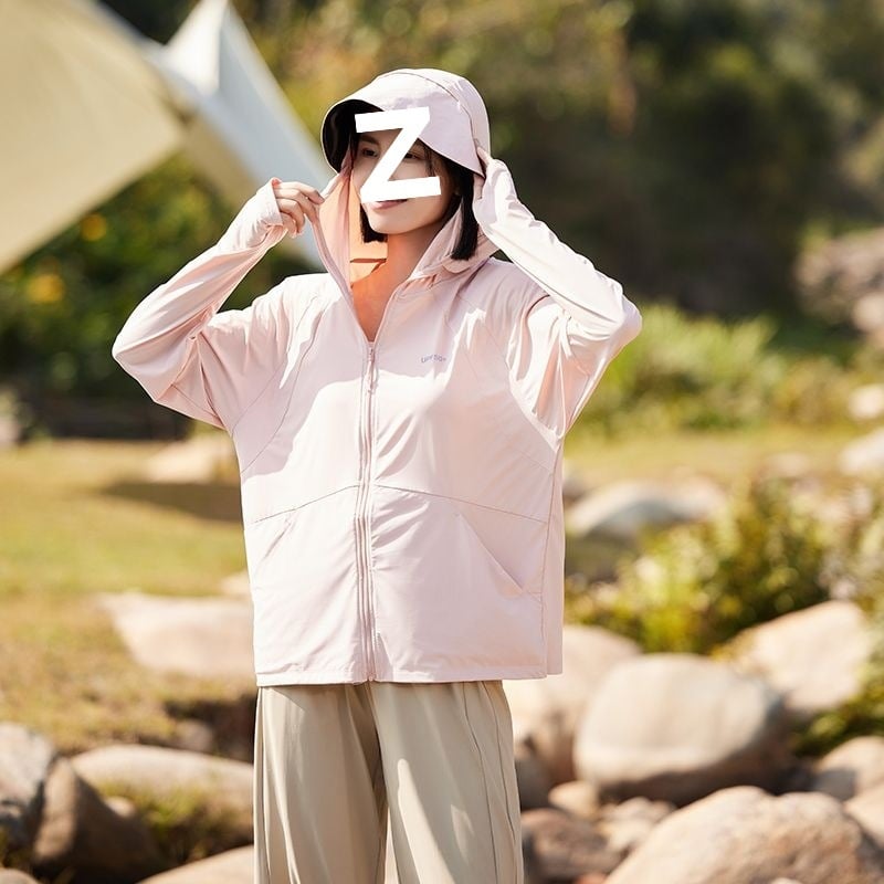 Jachetă cu protecție solară, cu glugă, respirabilă și ușoară, UPF50+ Ice Silk țesătură