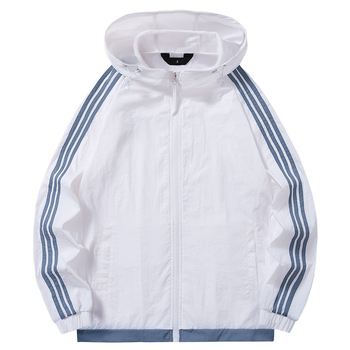 Geacă de exterior unisex cu dungi, lungime lungă, material sintetic