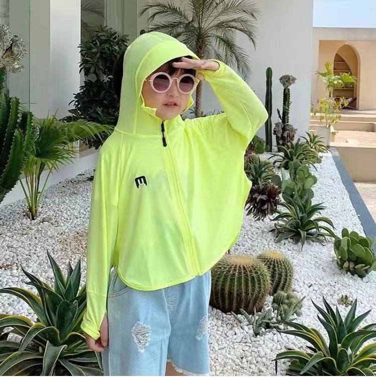 Tricou cu glugă pentru copii, protecție UV din țesătură Ice Silk, respirabil, uscare rapidă (Țesătură Ice Silk, protecție UV, respirabil, uscare rapidă)