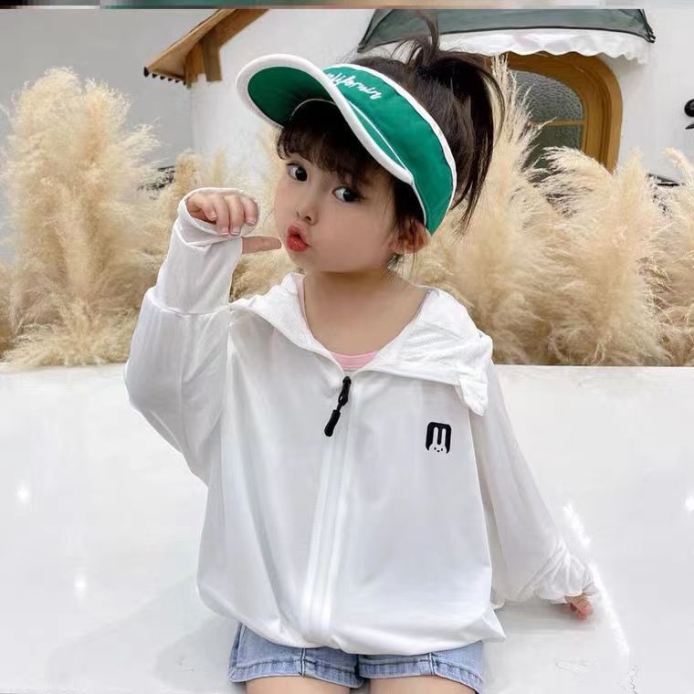 Tricou cu glugă pentru copii, protecție UV din țesătură Ice Silk, respirabil, uscare rapidă (Țesătură Ice Silk, protecție UV, respirabil, uscare rapidă)