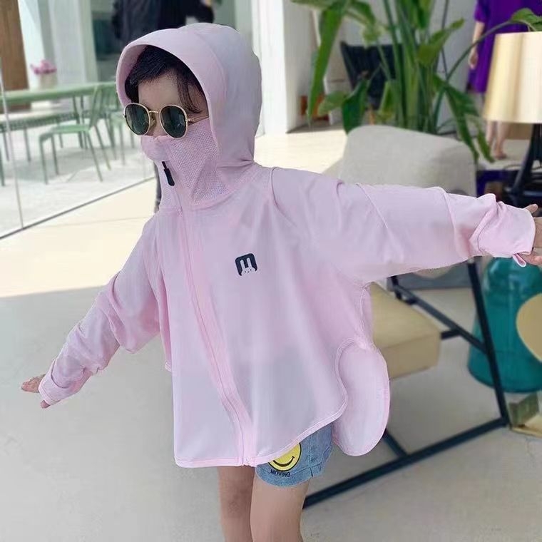 Tricou cu glugă pentru copii, protecție UV din țesătură Ice Silk, respirabil, uscare rapidă (Țesătură Ice Silk, protecție UV, respirabil, uscare rapidă)