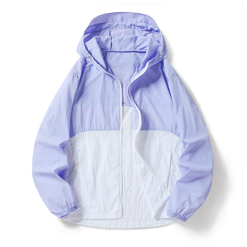 Nylon anyagú kültéri széldzseki, uniszex, UPF50+ UV védelem, kapucnival, hosszú szabású, légáteresztő