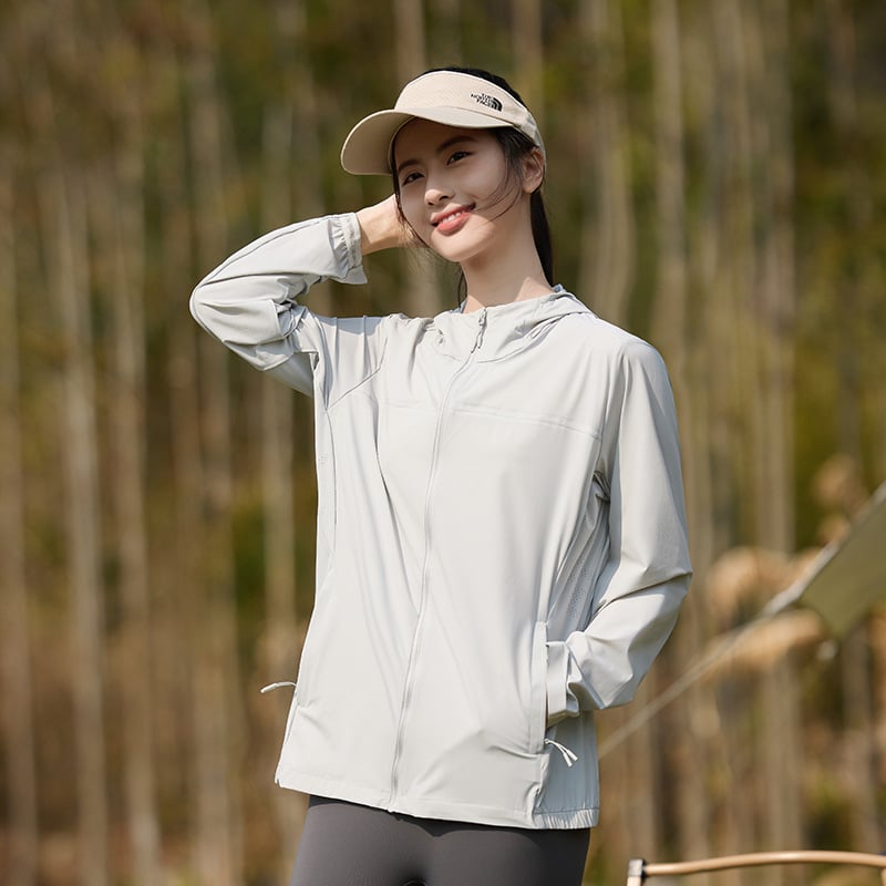 Geacă de exterior din nylon, fibră brută; protecție UV UPF50+; uscare rapidă, respirabilă, rezistentă la vânt; cu glugă; unisex