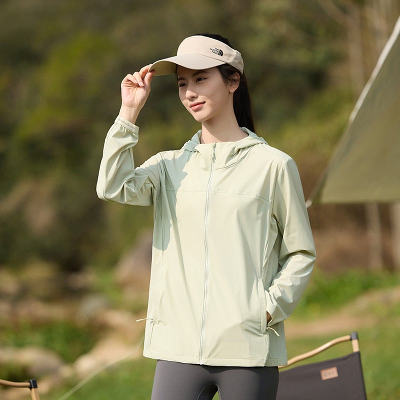 Geacă de exterior din nylon, fibră brută; protecție UV UPF50+; uscare rapidă, respirabilă, rezistentă la vânt; cu glugă; unisex