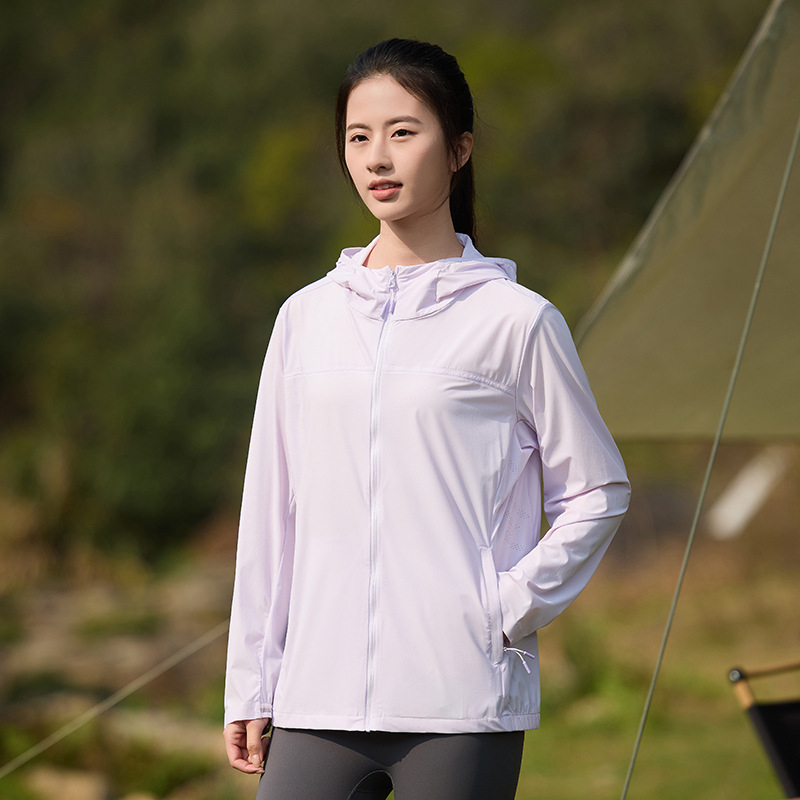 Geacă de exterior din nylon, fibră brută; protecție UV UPF50+; uscare rapidă, respirabilă, rezistentă la vânt; cu glugă; unisex