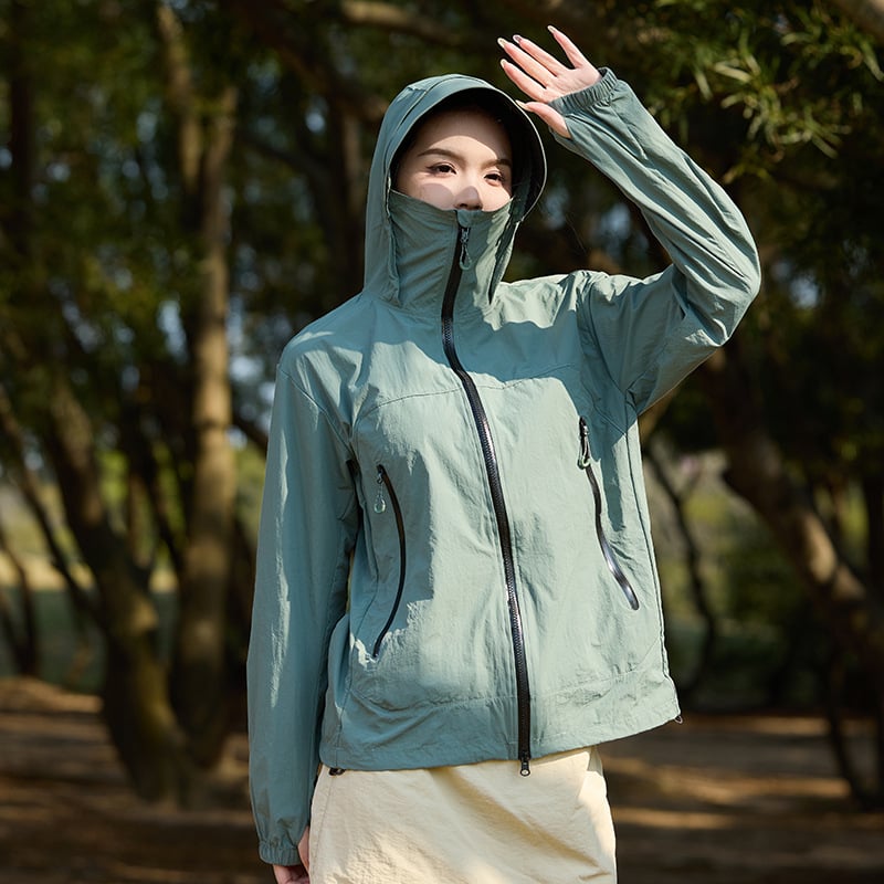 Jachetă de drumeție cu glugă, unisex, pentru vară, din nylon, UPF50+ UV protecție, uscare rapidă, respirabilă