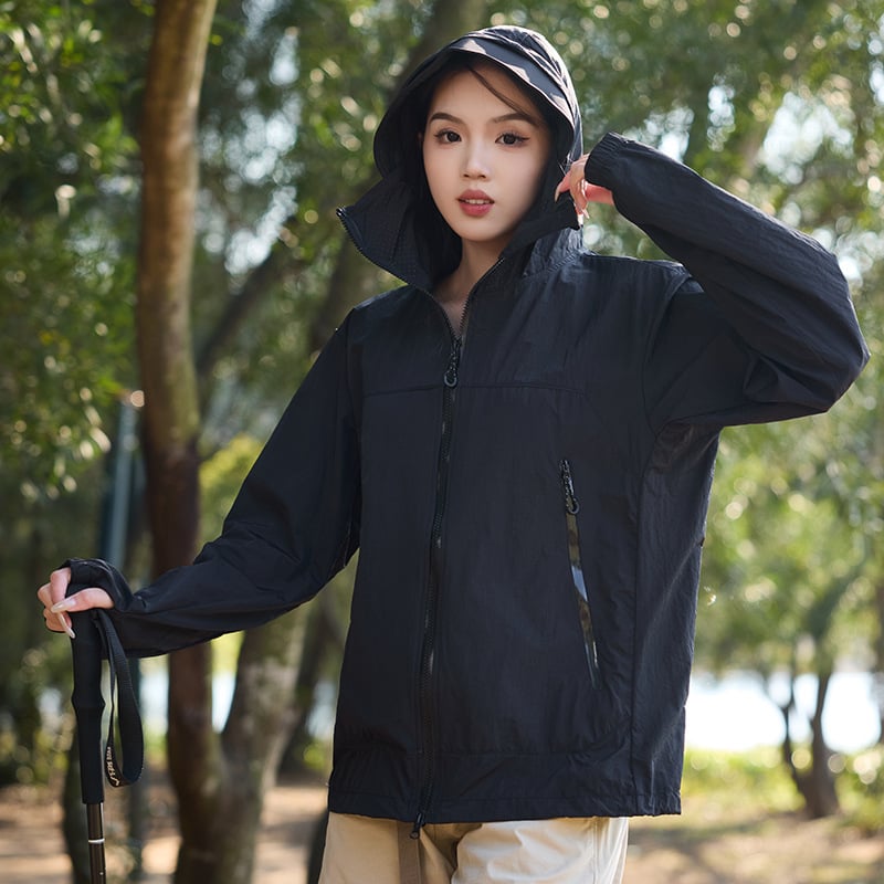 Jachetă de drumeție cu glugă, unisex, pentru vară, din nylon, UPF50+ UV protecție, uscare rapidă, respirabilă