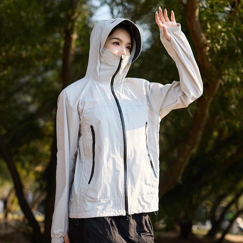 Jachetă de drumeție cu glugă, unisex, pentru vară, din nylon, UPF50+ UV protecție, uscare rapidă, respirabilă