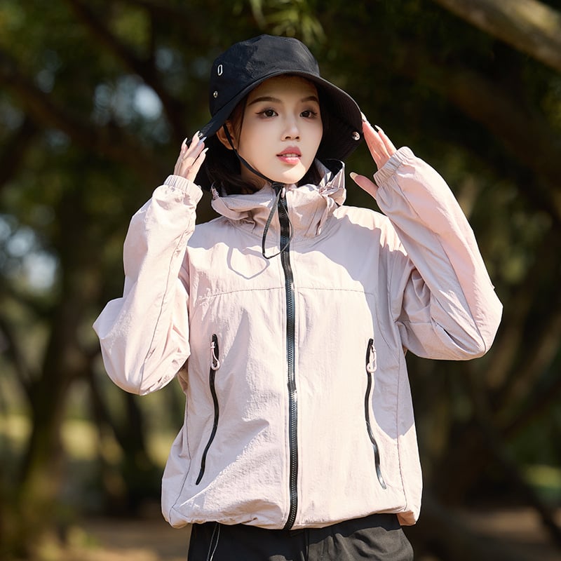 Jachetă de drumeție cu glugă, unisex, pentru vară, din nylon, UPF50+ UV protecție, uscare rapidă, respirabilă