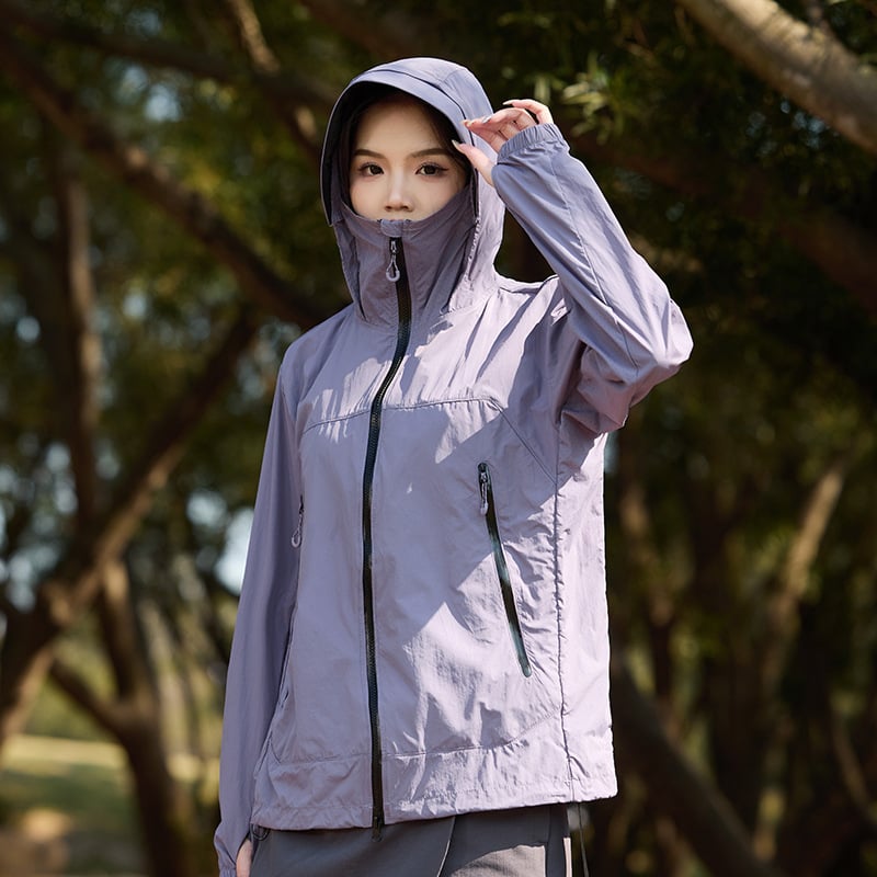 Jachetă de drumeție cu glugă, unisex, pentru vară, din nylon, UPF50+ UV protecție, uscare rapidă, respirabilă