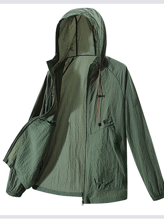 Jachetă din nylon pentru bărbați, protecție UV UPF50+, respirabilă, uscare rapidă, evacuare a umezelii