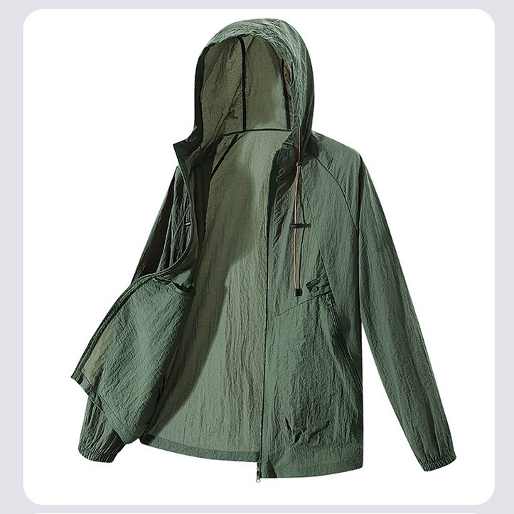 Jachetă din nylon pentru bărbați, protecție UV UPF50+, respirabilă, uscare rapidă, evacuare a umezelii