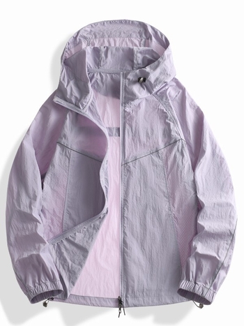 Unisex lagana najlonska windbreaker jakna s kapuljom, UPF50+ UV zaštita