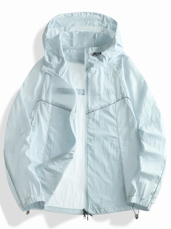 Unisex lagana najlonska windbreaker jakna s kapuljom, UPF50+ UV zaštita
