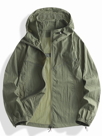 Unisex lagana najlonska windbreaker jakna s kapuljom, UPF50+ UV zaštita