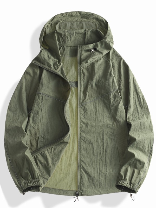 Unisex lagana najlonska windbreaker jakna s kapuljom, UPF50+ UV zaštita